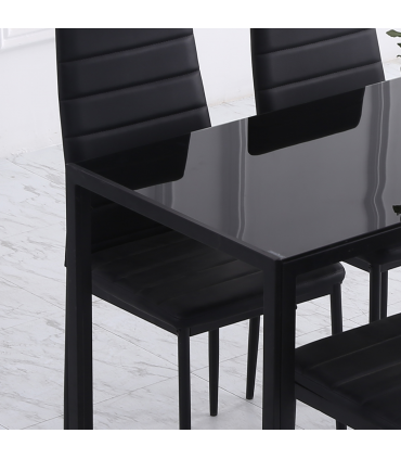 Modern Rectangular 4 Seater Dining Table with Tempered Glass Top