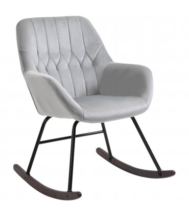 Modern Rocking Chair with Steel Frame Sponge Padding for Home Office Grey