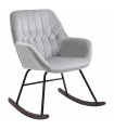 Modern Rocking Chair with Steel Frame Sponge Padding for Home Office Grey
