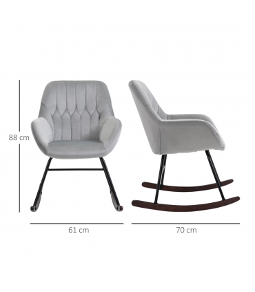 Modern Rocking Chair with Steel Frame Sponge Padding for Home Office Grey