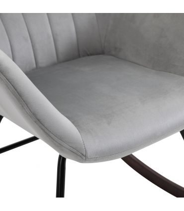 Modern Rocking Chair with Steel Frame Sponge Padding for Home Office Grey