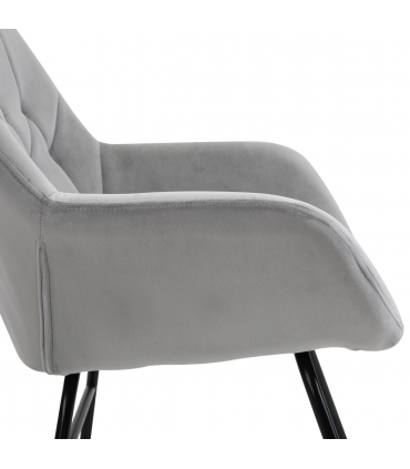 Modern Rocking Chair with Steel Frame Sponge Padding for Home Office Grey