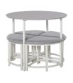 Modern Round Dining Table Set with 4 Upholstered Stools for Dining Room
