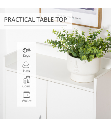 Modern Shoe Cabinet Storage Organizer w/ Doors and Shelves for Entryway