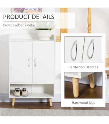 Modern Shoe Cabinet Storage Organizer w/ Doors and Shelves for Entryway