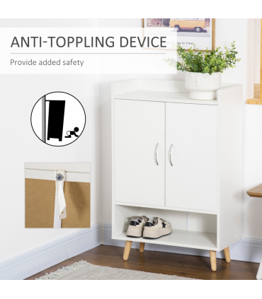 Modern Shoe Cabinet Storage Organizer w/ Doors and Shelves for Entryway