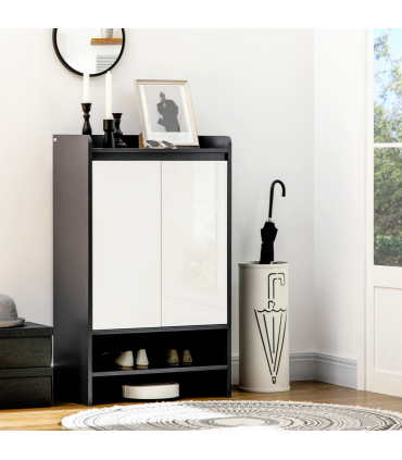 Modern Shoe Cupboard for Hallway with Open Compartment and Adjustable Shelves