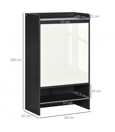 Modern Shoe Cupboard for Hallway with Open Compartment and Adjustable Shelves