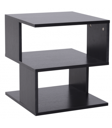 Modern Square 2 Tier Wood Coffee Side Table Storage Shelf Rack Black