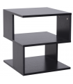 Modern Square 2 Tier Wood Coffee Side Table Storage Shelf Rack Black