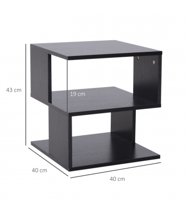 Modern Square 2 Tier Wood Coffee Side Table Storage Shelf Rack Black