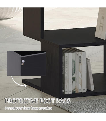 Modern Square 2 Tier Wood Coffee Side Table Storage Shelf Rack Black