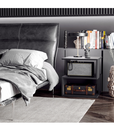 Modern Square 2 Tier Wood Coffee Side Table Storage Shelf Rack Black