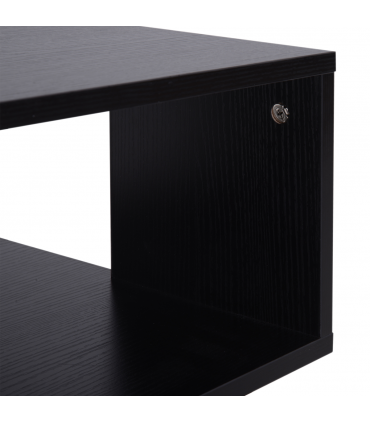 Modern Square 2 Tier Wood Coffee Side Table Storage Shelf Rack Black