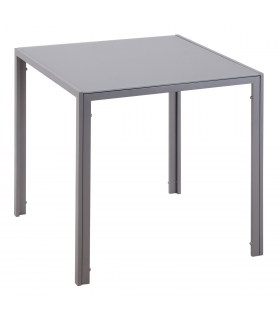 Modern Square Dining Table with Tempered Glass Top & Metal Legs