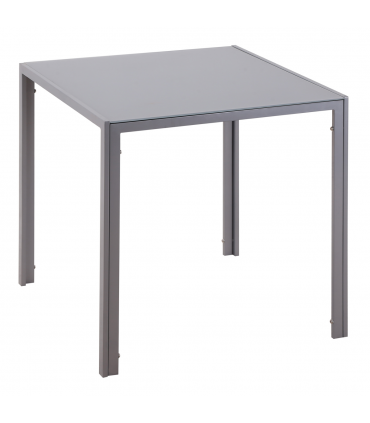 Modern Square Dining Table with Tempered Glass Top & Metal Legs