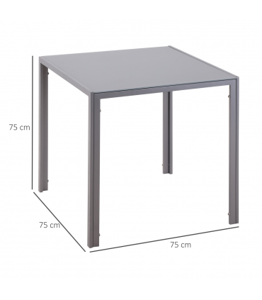 Modern Square Dining Table with Tempered Glass Top & Metal Legs