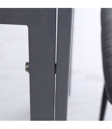 Modern Square Dining Table with Tempered Glass Top & Metal Legs