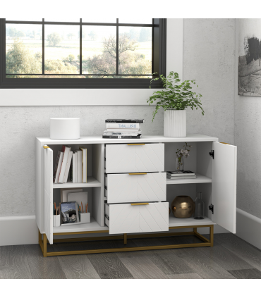 Modern Storage Cabinet Freestanding Cupboard with 3 Drawers for Dining Room