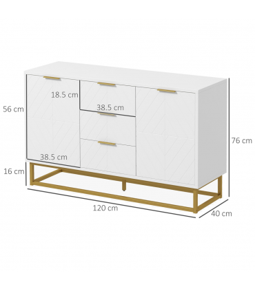 Modern Storage Cabinet Freestanding Cupboard with 3 Drawers for Dining Room