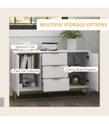 Modern Storage Cabinet Freestanding Cupboard with 3 Drawers for Dining Room