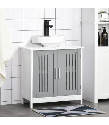 Modern Under Sink Cabinet with 2 Doors, Bathroom Vanity Unit, White