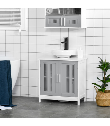 Modern Under Sink Cabinet with 2 Doors, Bathroom Vanity Unit, White