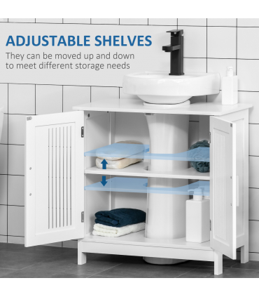 Modern Under Sink Cabinet with 2 Doors, Bathroom Vanity Unit, White