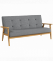Modern Upholstery Sofa 3-Seater Couch with Button Tufted Backrest Dark Grey