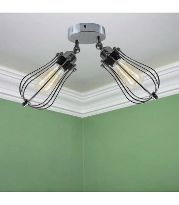 Ceiling Lamp Shade Pendant Light Chrome Metal 60W E27 Indoor IP20 CE RoHS