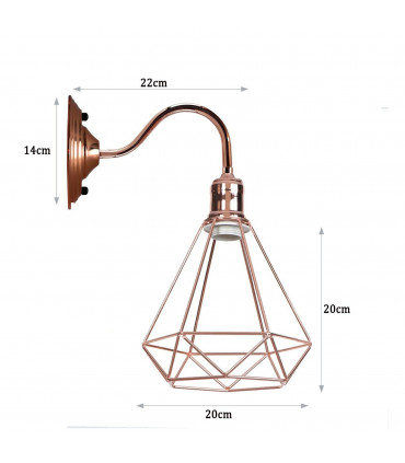 Wall light Modern Vintage Retro Industrial Rose Gold 34.00 x 32.00 x 20.00 cm