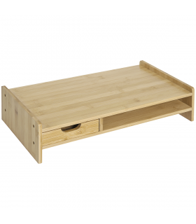 Monitor Riser Laptop PC Plinth Stand Desktop Organiser W/ Drawer Bamboo