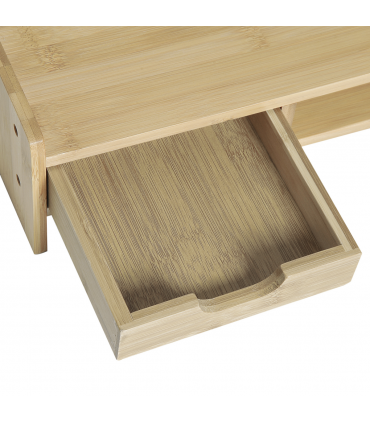 Monitor Riser Laptop PC Plinth Stand Desktop Organiser W/ Drawer Bamboo