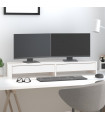 Monitor Stand White 100x27x15 cm Solid Wood Pine