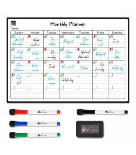 Vinsani Monthly Planner 4 Markers & Eraser 0000145