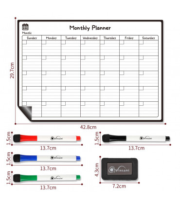 Vinsani Monthly Planner 4 Markers & Eraser 0000145