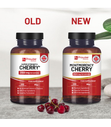 Montmorency Cherry 6400mg - 200 Tart Cherry Capsules - Natural Tart Cherry Extract Supplement for Men & Women