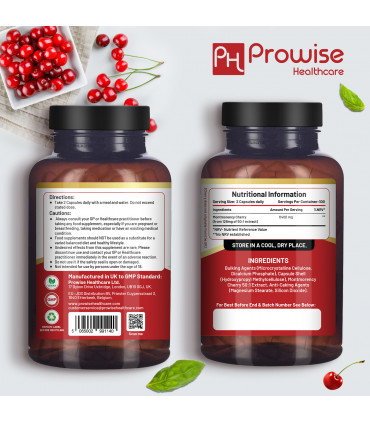 Montmorency Cherry 6400mg - 200 Tart Cherry Capsules - Natural Tart Cherry Extract Supplement for Men & Women