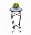 Mosaic Side Table Plant Table Blue White