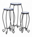 vidaXL Mosaic Tables 3 pcs Blue and White Ceramic