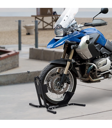 Motorcycle Wheel Chock Metal Motorbike Holder Pre-Drilled Holes HOMCOM