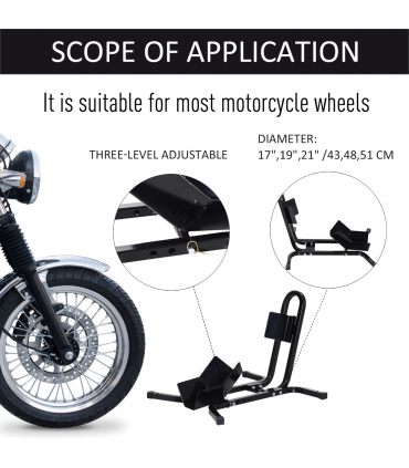 Motorcycle Wheel Chock Metal Motorbike Holder Pre-Drilled Holes HOMCOM