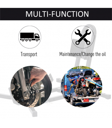 Motorcycle Wheel Chock Metal Motorbike Holder Pre-Drilled Holes HOMCOM