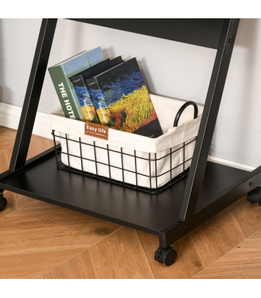 Movable Computer Desk with 4 Moving Wheels Sliding Keyboard Tray Black