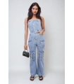 Multi Pockets Strapless Cargo Jumpsuit