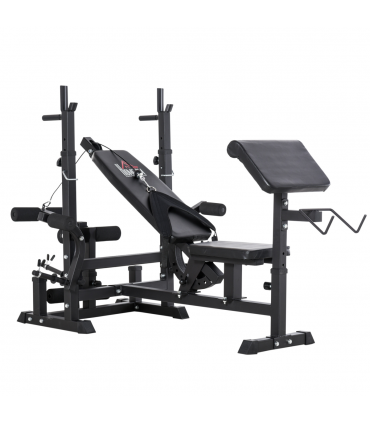 Multi-Exercise Full-Body Weight Bench with Bench Press & Leg Extension HOMCOM