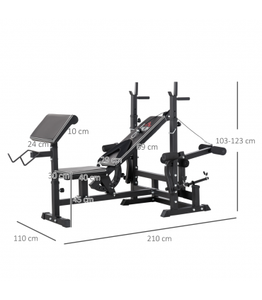 Multi-Exercise Full-Body Weight Bench with Bench Press & Leg Extension HOMCOM