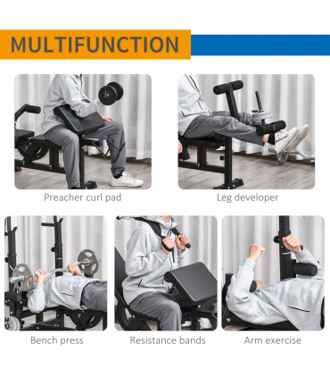 Multi-Exercise Full-Body Weight Bench with Bench Press & Leg Extension HOMCOM