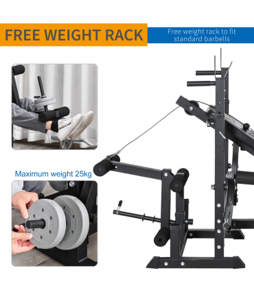 Multi-Exercise Full-Body Weight Bench with Bench Press & Leg Extension HOMCOM