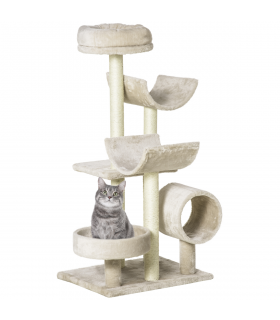 Multi-Level Large Cat Tree Scratching Post Perch Play Center Tunnel Beige